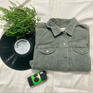Aeropostale Green Corduroy Button Jacket